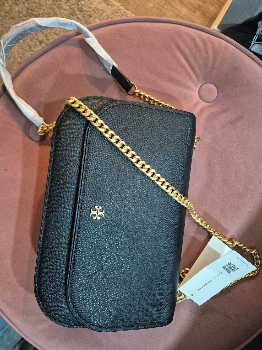 Tory Burch Black Crossbody with Gold Chain Strap